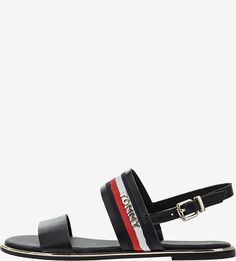 Кожаные сандалии с текстильной вставкой Tommy Hilfiger