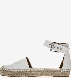 Белые кожаные сандалии с монограммой бренда Emporio Armani