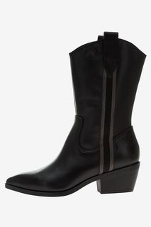Черные полусапоги из натуральной кожи Tamaris
