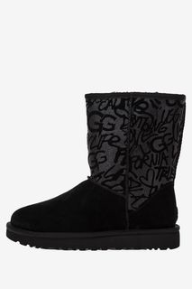 Замшевые полусапоги с принтом Classic Short Sparkle Graffiti UGG Australia