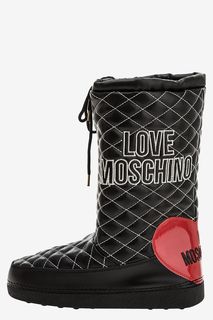 Текстильные полусапоги дутики с логотипом бренда Love Moschino