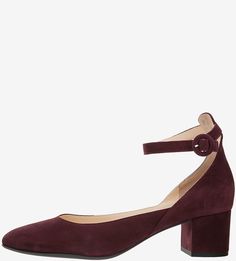 Бордовые замшевые туфли на устойчивом каблуке Högl