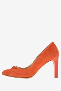 Оранжевые замшевые туфли с металлическим декором Allora