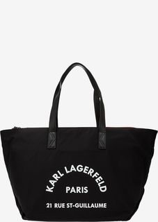 Текстильная сумка с кожаными ручками Karl Lagerfeld