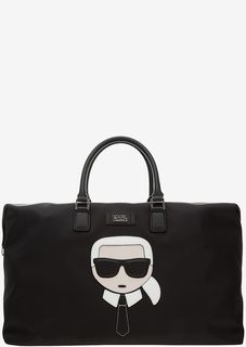 Текстильная сумка с кожаными ручками Karl Lagerfeld
