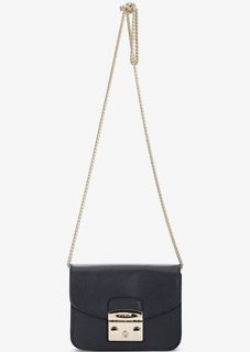 Синяя кожаная сумка с одним отделом Metropolis Furla