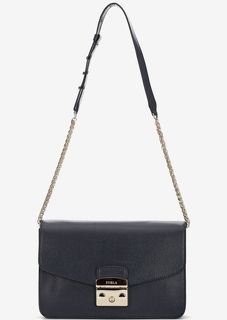 Синяя кожаная сумка через плечо Metropolis Furla
