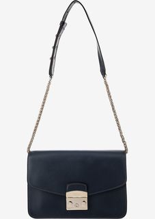 Синяя кожаная сумка с откидным клапаном Metropolis Furla