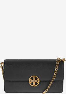 Клатч черного цвета из зерненой кожи Tory Burch