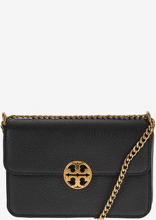 Клатч черного цвета из зерненой кожи Tory Burch