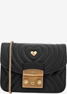 Маленькая кожаная сумка с металлическим декором Metropolis Furla