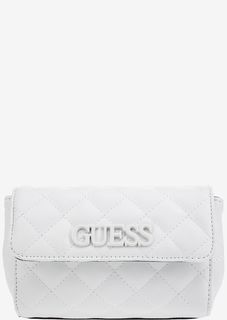 Стеганая поясная сумка белого цвета Guess