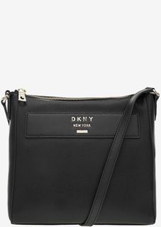 Черная сумка через плечо из натуральной кожи Dkny