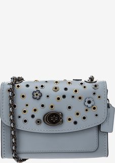Маленькая кожаная сумка с металлическим декором Coach