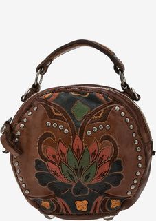 Маленькая кожаная сумка с декоративным принтом Campomaggi