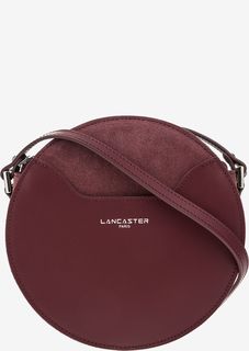 Бордовая сумка круглой формы с замшевыми вставками Lancaster