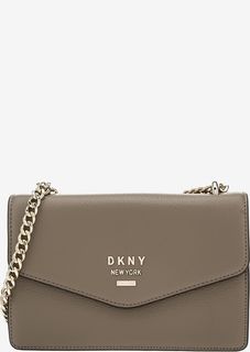 Маленькая бежевая сумка из зерненой кожи Dkny