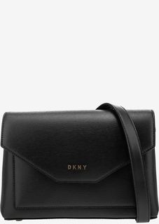 Черная сумка из фактурной кожи с двумя отделами Dkny