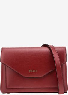 Красная сумка из фактурной кожи с двумя отделами Dkny