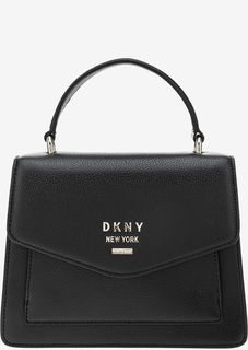 Черная кожаная сумка с одним отделом Dkny