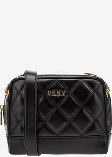 Стеганая черная сумка из натуральной кожи Dkny