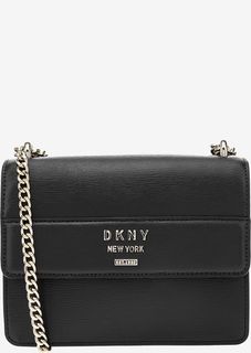 Черная кожаная сумка с одним отделом Dkny