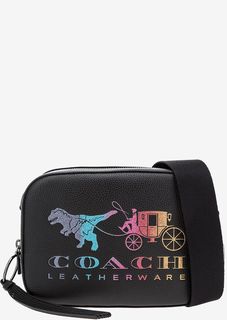 Маленькая кожаная сумка с блестящим принтом Coach