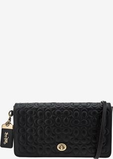 Черный кожаный клатч с тиснением Dinky Coach