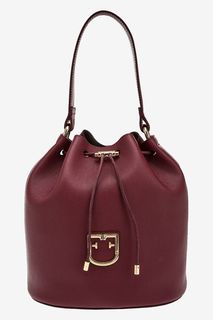Бордовая кожаная сумка на кулиске Corona Furla