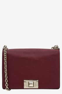 Бордовая кожаная сумка с откидным клапаном Mimi Furla