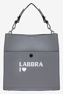 Серая кожаная сумка с принтом Labbra