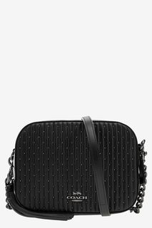 Стеганая кожаная сумка с декоративной отделкой Coach