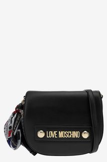 Маленькая черная сумка с откидным клапаном Love Moschino