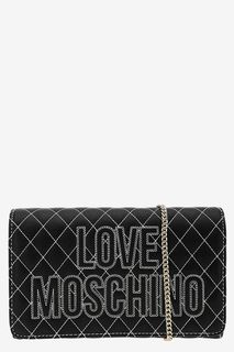 Черный клатч с вышивкой Love Moschino