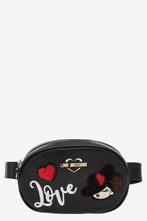 Клатч с нашивками и поясным ремнем Love Moschino