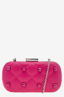Клатч цвета фуксии с дополнительной плечевой цепочкой Love Moschino