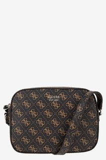 Коричневая сумка с монограммой бренда Guess