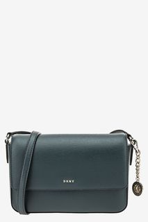Бирюзовая кожаная сумка с откидным клапаном Dkny