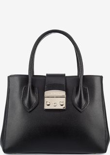 Черная кожаная сумка с короткими ручками Metropolis Furla
