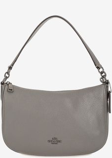 Кожаная сумка серого цвета с одним отделом Coach