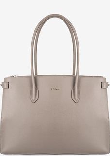 Серая кожаная сумка с длинными ручками Pin Furla