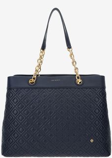 Кожаная сумка синего цвета Tory Burch