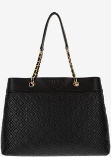 Кожаная черная сумка с двумя отделами Tory Burch