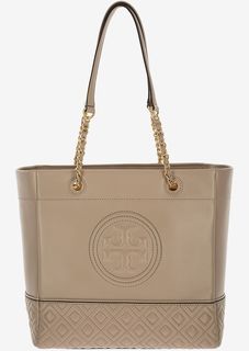 Кожаная сумка бежевого цвета с одним отделом на молнии Tory Burch