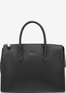 Кожаная сумка черного цвета с одним отделом Pin Furla