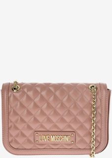 Розовая стеганая сумка с длинными ручками Love Moschino