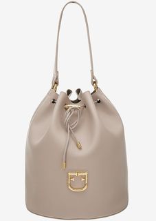 Кожаная сумка-торба бежевого цвета Corona Furla