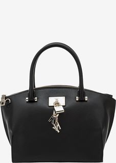 Черная кожаная сумка с металлическим декором Dkny