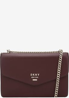 Бордовая кожаная сумка через плечо Dkny