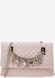 Стеганая розовая сумка с двумя отделами Guess